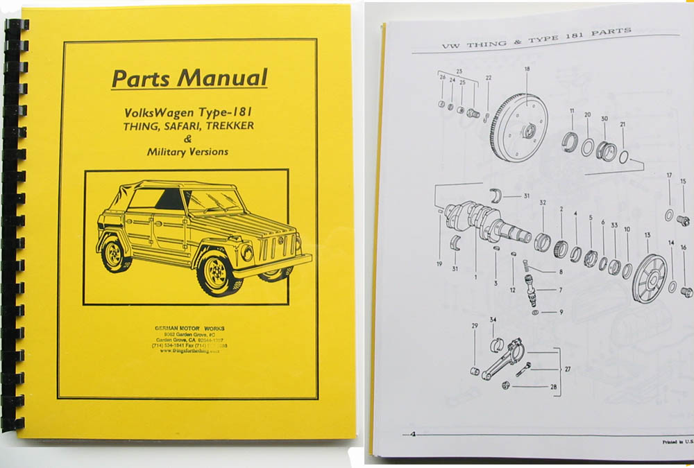 Brand New! Book VW Thing Safari Type 181 Illustrated Part Manual